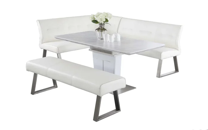 Contemporary Dining Set w/ Extendable Table, Nook & Bench