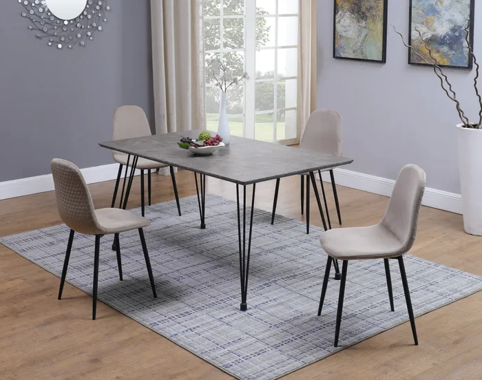 Contemporary Dining Set w/ Laminated Wooden Top & 4 Chairs