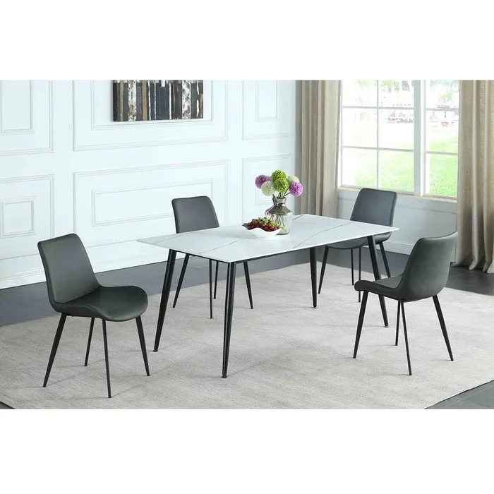 Contemporary Dining Set w/ Sintered Stone Top & 4 Chairs