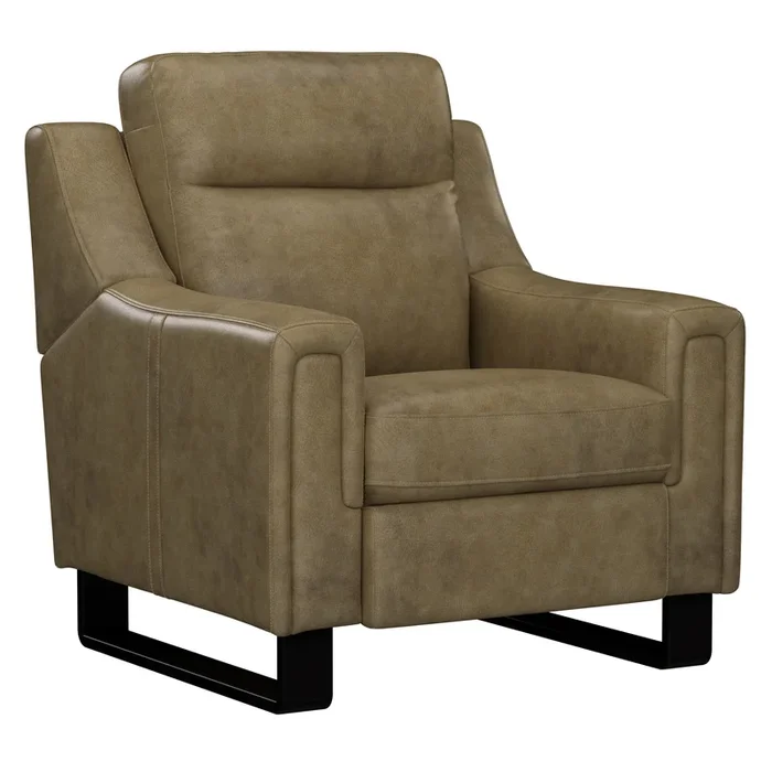 Contemporary Dual Power Recliner with Metal Sleigh Legs