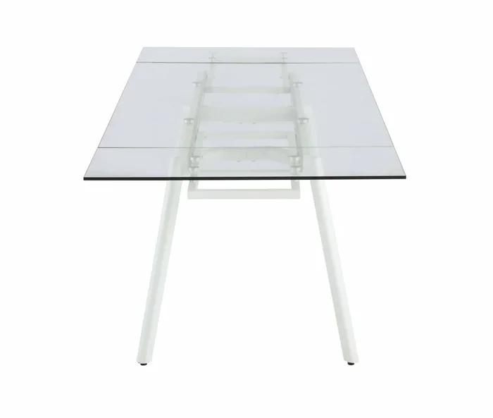 Contemporary Extendable Rectangular Clear Tempered Glass Dining Table