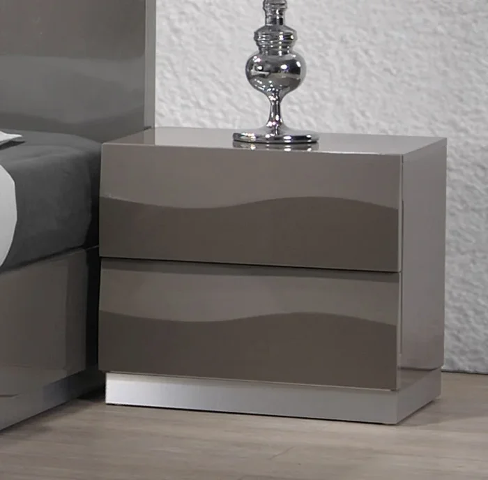 Contemporary High Gloss 2-Drawer Nightstand