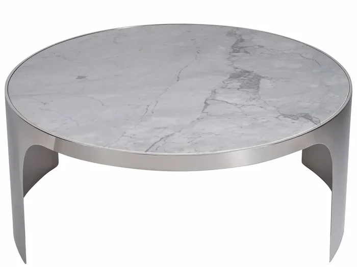 Contemporary Large Nesting Table with Nickel Base
