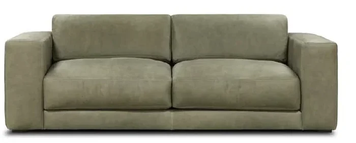 Contemporary Leather Sofa w/Robust Track Arms