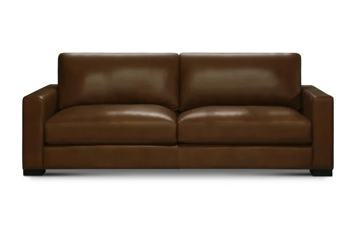 Contemporary Leather Sofa w/Track Arms