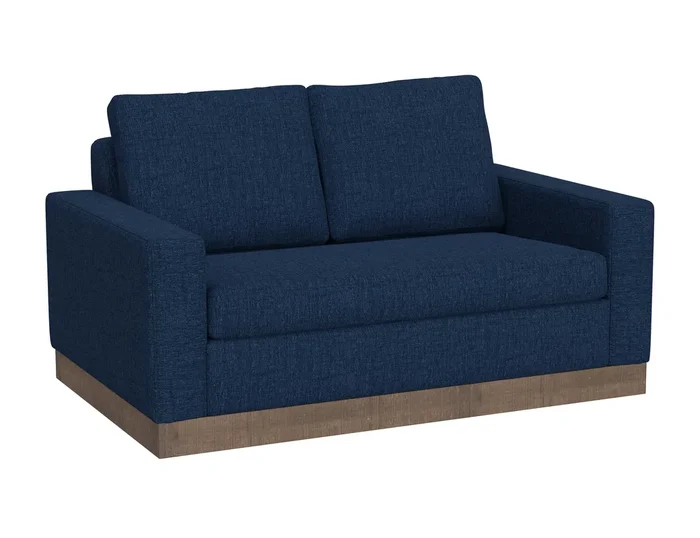 Contemporary Plinth-Base Loveseat with Throw Pillows