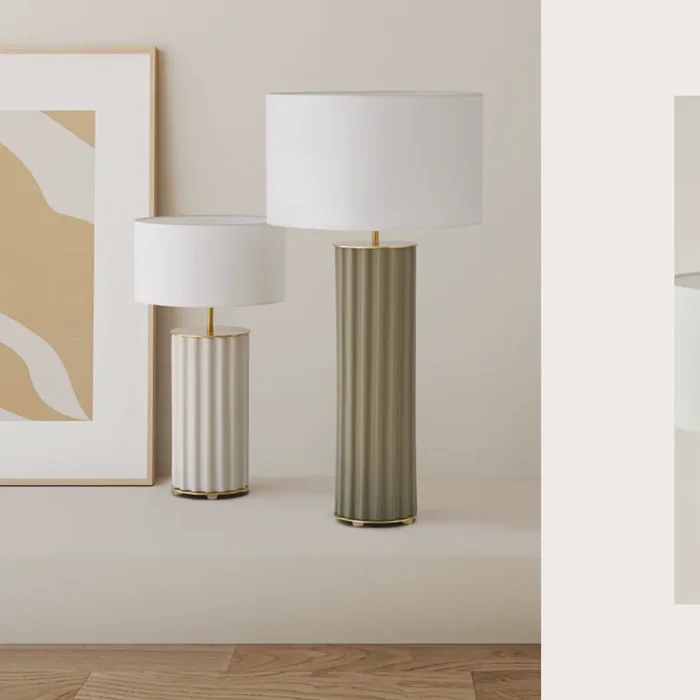 Contemporary Ribbed Ceramic Table Lamp