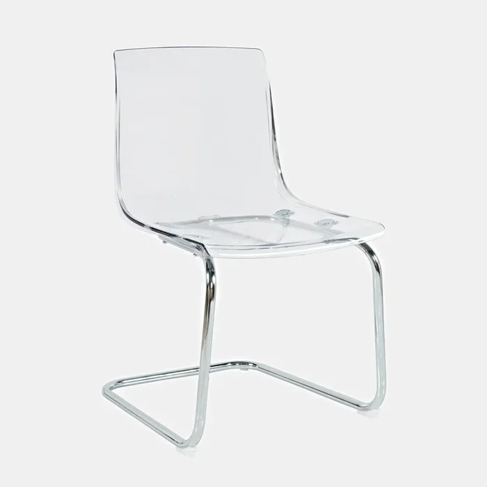 Contemporary Transparent Dining Chair with Chrome Legs