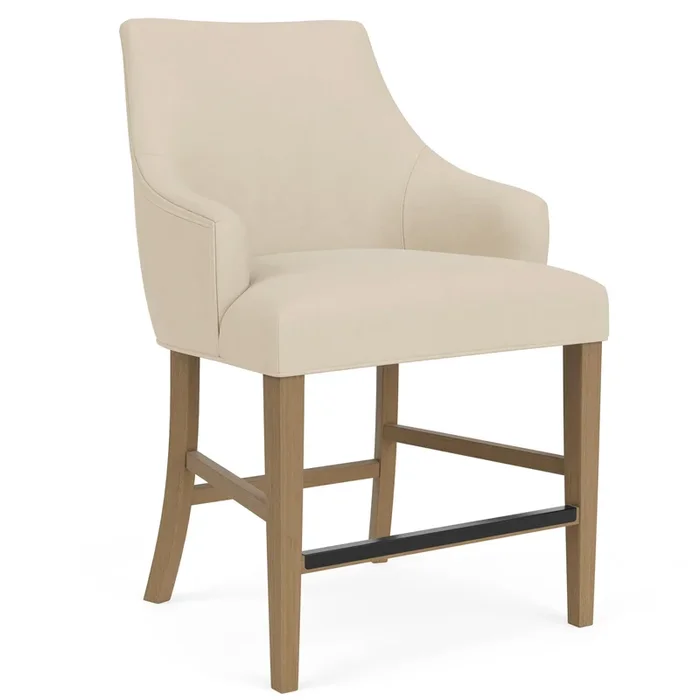 Contemporary Upholstered Counter-Height Stool with Slope Arms