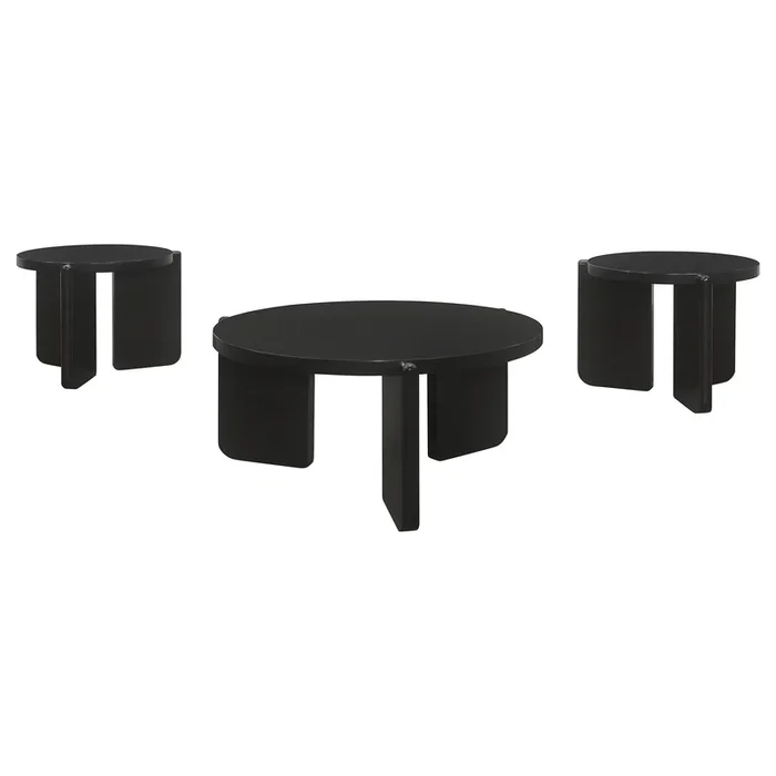 Cordova 3-Piece Solid Wood Coffee and End Table Set Black
