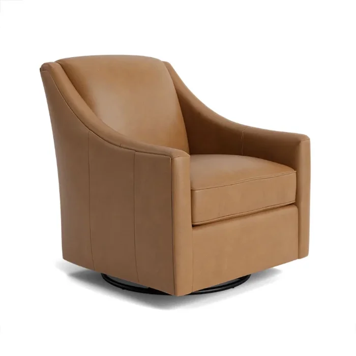 Corinna Leather Swivel Chair in Sterling Chamois