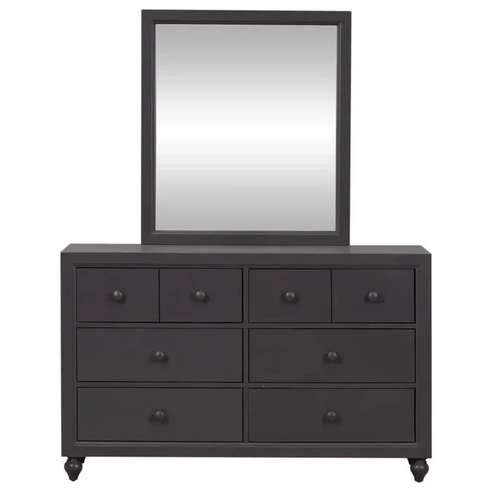 Cottage Dresser and Mirror Set with Bun Feet