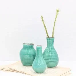 Cottage Farmhouse Ceramic Mini Vase Collection Set of 3