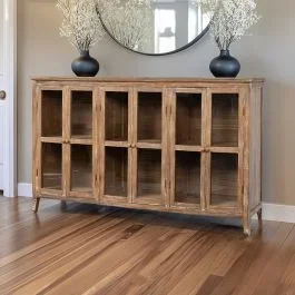 Cottage Wood 6 Door Display Cabinet | SHIPS FREE