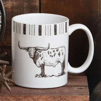 Cowboy Lifestyle Ceramic Longhorn Mugs – Set of 4