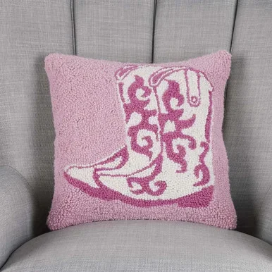 Cowgirl Boots Rodeo Hooked Pillow