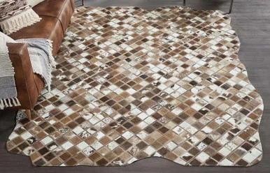 Cowhide Mosaic Rug – Multi Brown – 5 x 9