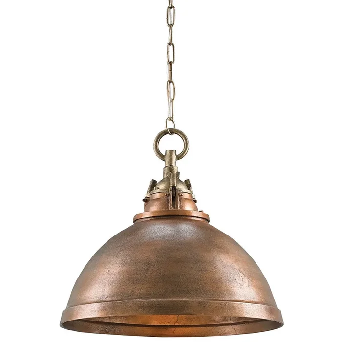 Currey and Company Industrial Half-Globe Pendant Light — Copper