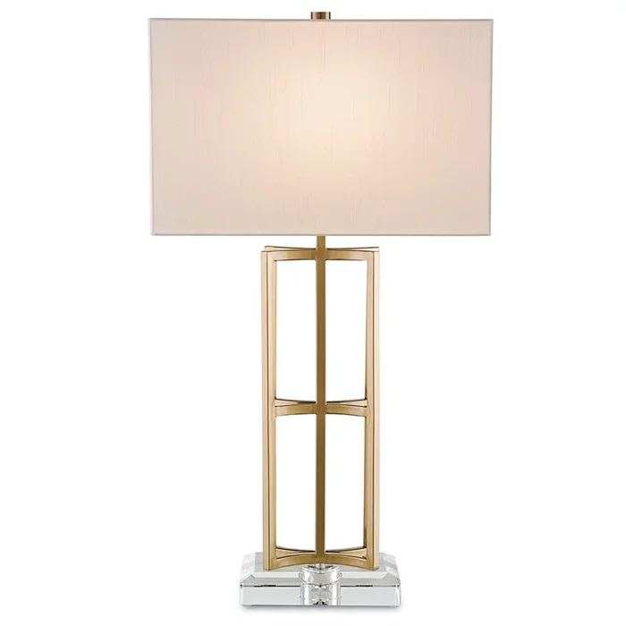 Currey and Company Luxe Open Frame Table Lamp with Acrylic Base — Coffee Brass