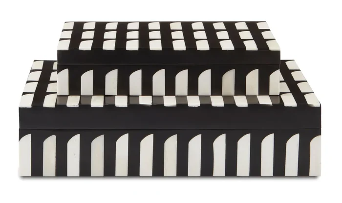 Currey and Company Swoop Box Set of 2 – Black/White/Natural