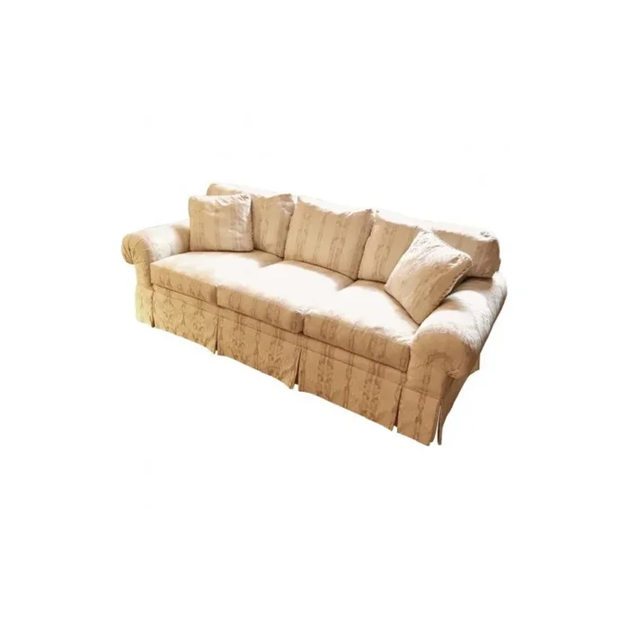 Custom Three-Seat Damask Sofa