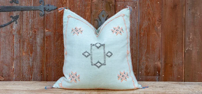 Cyra Large Square Moroccan Silk Rug Pillow (Trade)