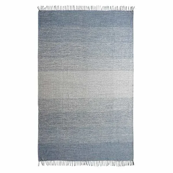 (D522) Blue Ombre Fringe Area Rug, 5×7