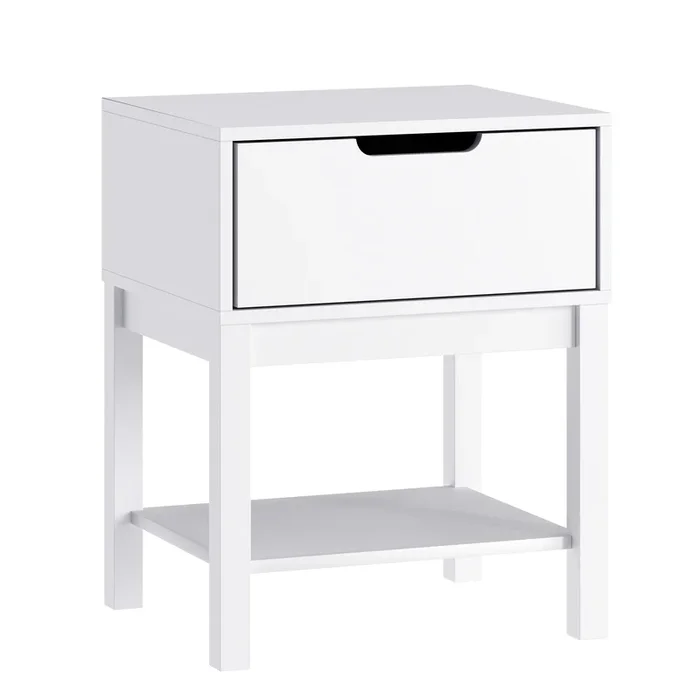 Dallas Wooden Night Stand, Bedroom Side Table with Storage Drawer and Shelf for Kids