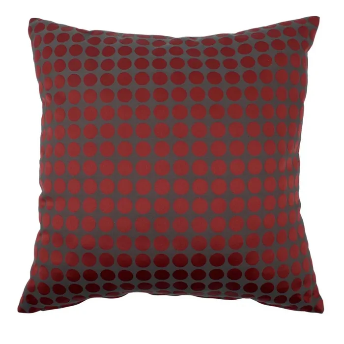 Dark Red Carrè Cushion in polka dots jacquard fabric