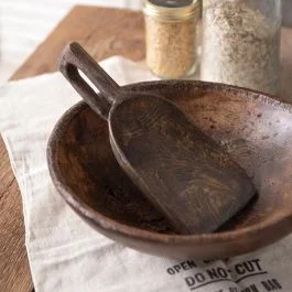 Decorative Handled Scoop With Leather Strap