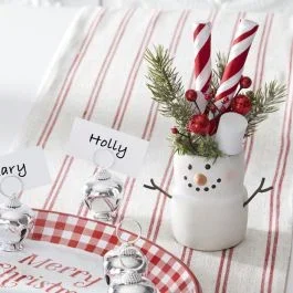 Decorative Marshmallow Snowman with Peppermint Sticks