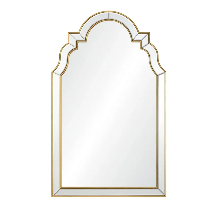 Distressed Gold Leaf Queen Anne Mirror