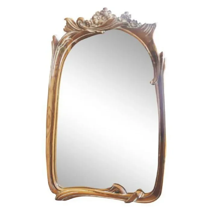 Distressed Oak Carved Dogwood Wall Mounted Floral Mirror
