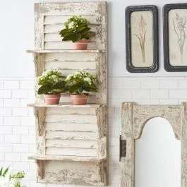 Distressed Wood Shutter Wall Shelf