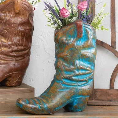 Dodge City Boot Planter – Turquoise