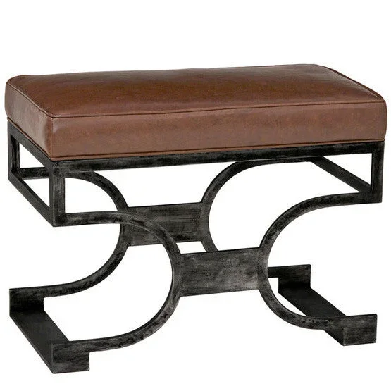 Domingo Scrolled Leather Bench