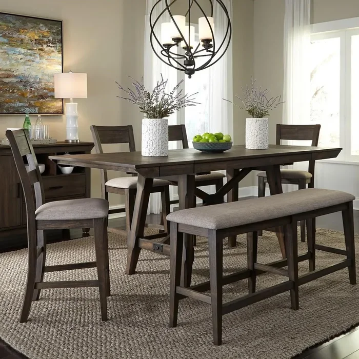 Double Bridge 6 Piece Counter-Height Gathering Dining Set