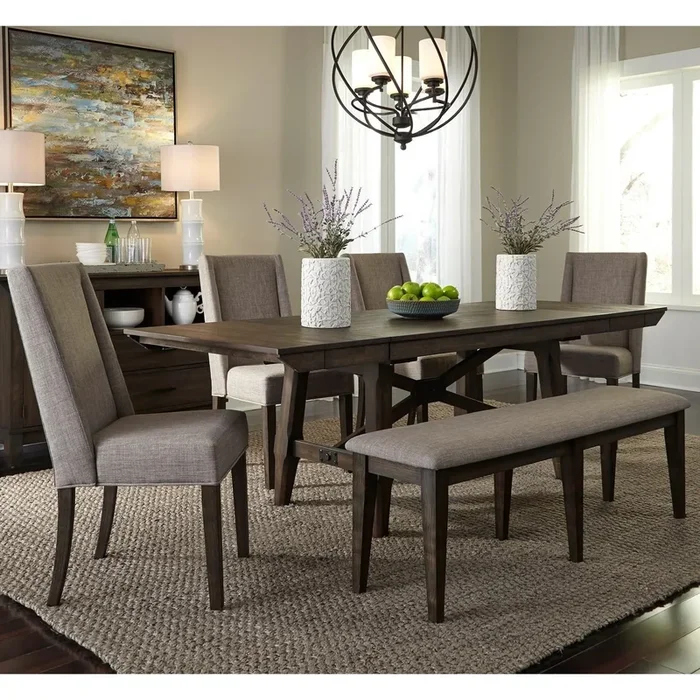 Double Bridge 6 Piece Trestle Table Set