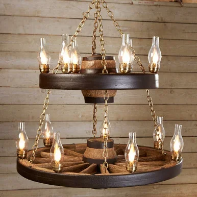 Double Wagon Wheel Chandelier