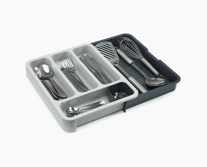 DrawerStore™ Gray Expandable Cutlery Tray