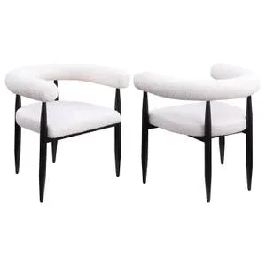 Dunmore Boucle Upholstered Dining Arm Chair Cream (set of 2)