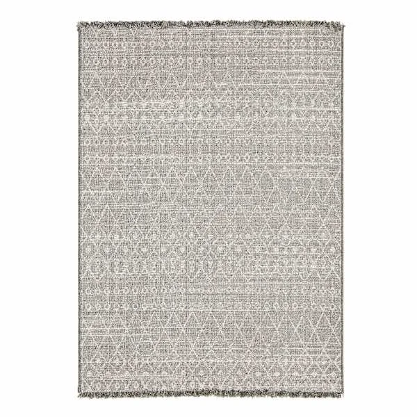(E476) Tracey Boyd Leeward Grey & White Area Rug, 5×7