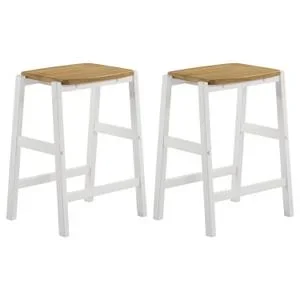 Edgeworth Wood Backless Counter Stool White (set of 2)