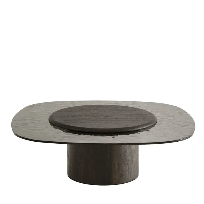 Egg Basso Gray Oval Coffee Table with Glass Top