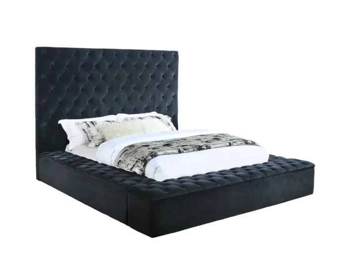 Elegante Upholstered Platform Bed – Black