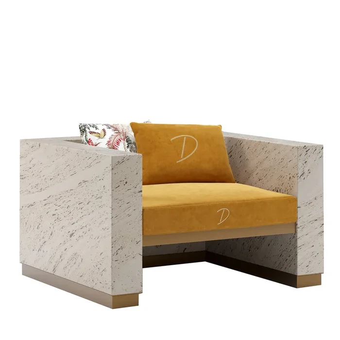 Eternal Square Backlit Travertine Marble Armchair by Bebo & Angel