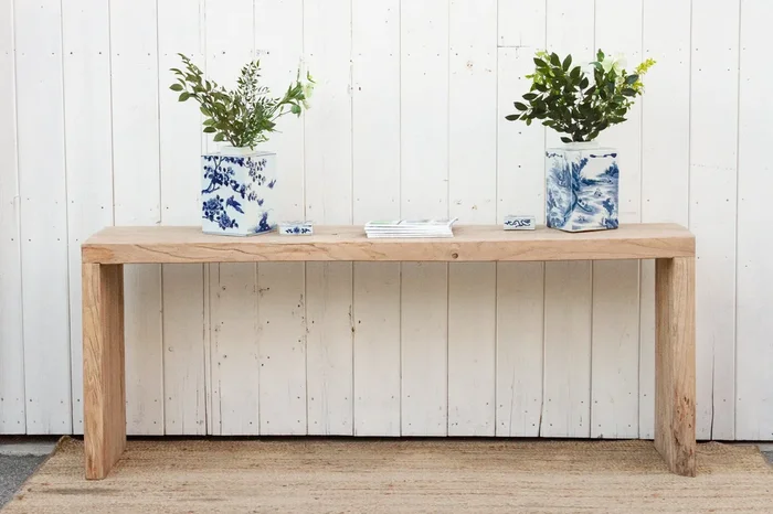 Exquisite Reclaimed Wood Waterfall Console Table