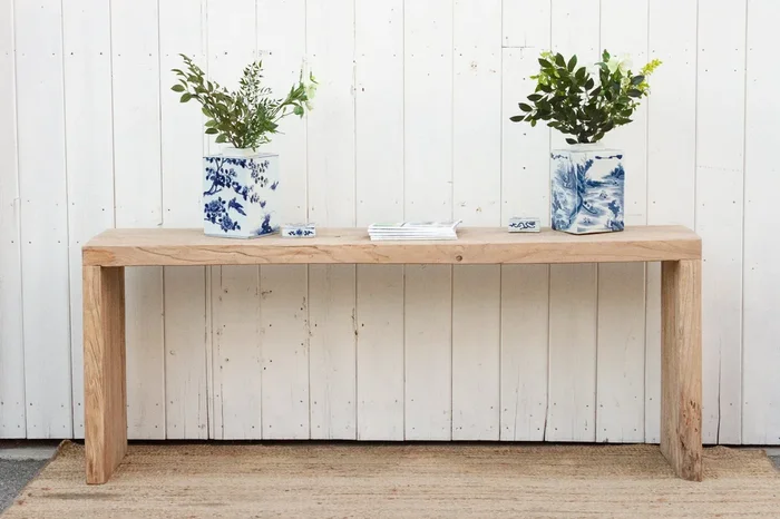 Exquisite Reclaimed Wood Waterfall Console Table (Trade)