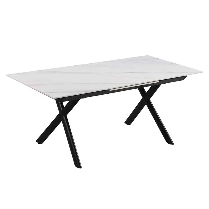 Extendable Sintered Stone Top Dining Table w/ Steel Base