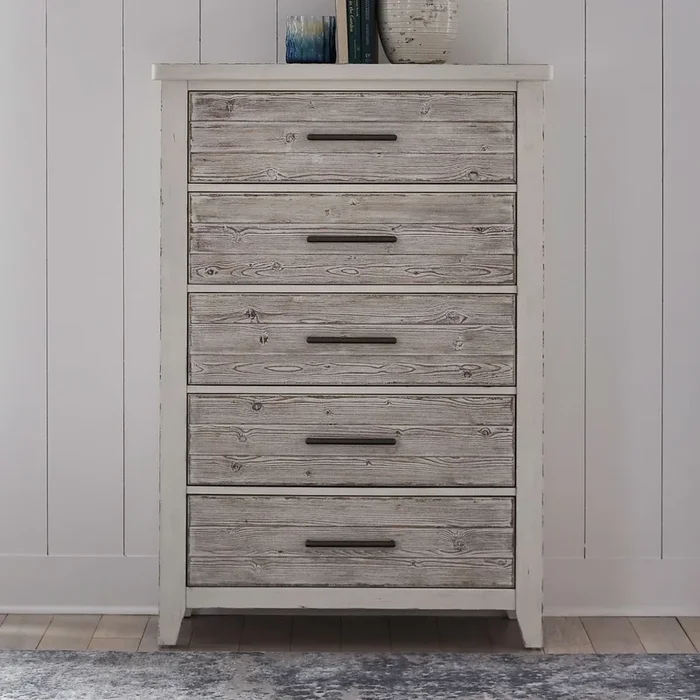 Farmhouse 5-Drawer Chest with Felt-Lined Drawers
